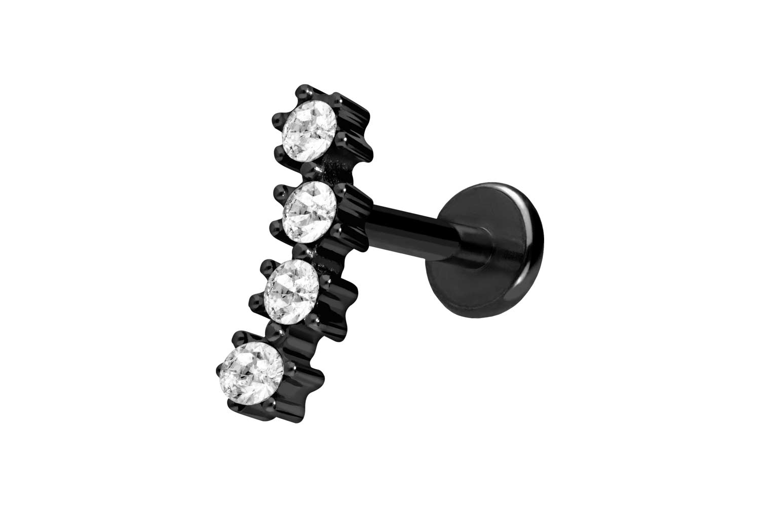 Titan Labret Piercing mit Push Fit 4 EINGEFASSTE KRISTALLE